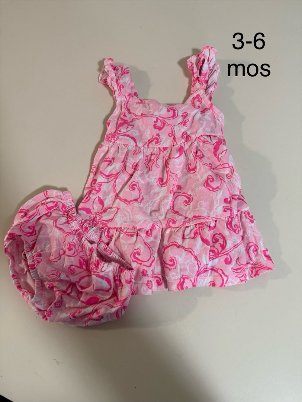 Lilly Pulitzer Pink Swirl Ruffle Dress & Bloomer Set